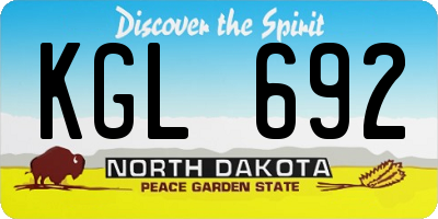 ND license plate KGL692