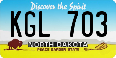 ND license plate KGL703