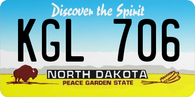 ND license plate KGL706