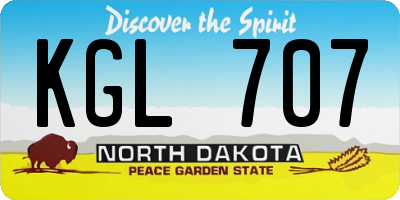 ND license plate KGL707