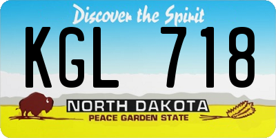 ND license plate KGL718