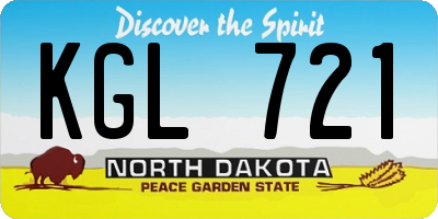 ND license plate KGL721