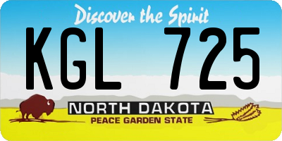 ND license plate KGL725