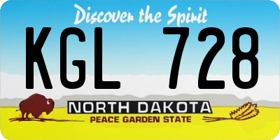ND license plate KGL728