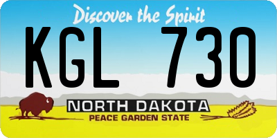 ND license plate KGL730