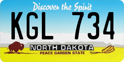 ND license plate KGL734
