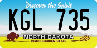 ND license plate KGL735
