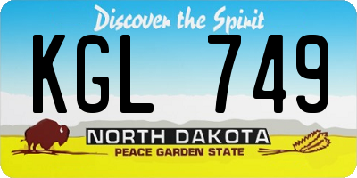 ND license plate KGL749