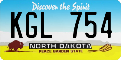 ND license plate KGL754