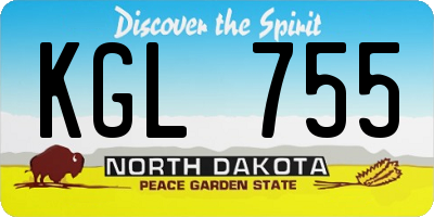 ND license plate KGL755
