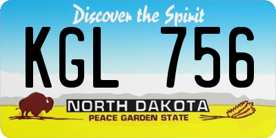 ND license plate KGL756