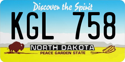 ND license plate KGL758