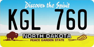 ND license plate KGL760