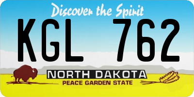 ND license plate KGL762