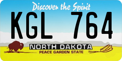 ND license plate KGL764