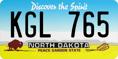 ND license plate KGL765