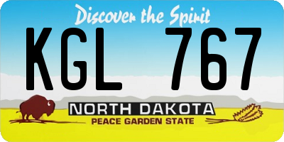 ND license plate KGL767