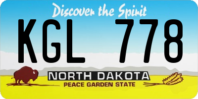 ND license plate KGL778