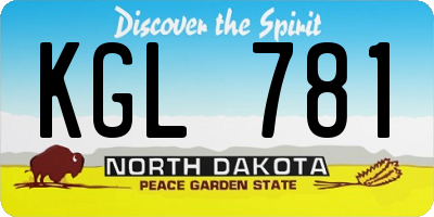 ND license plate KGL781