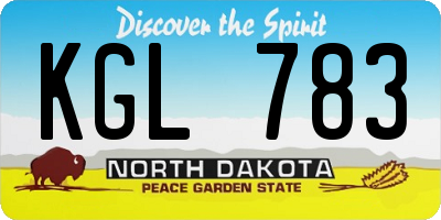 ND license plate KGL783