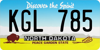 ND license plate KGL785