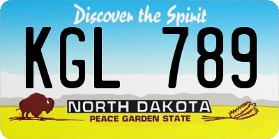 ND license plate KGL789