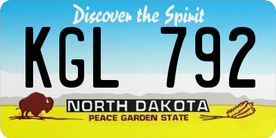 ND license plate KGL792