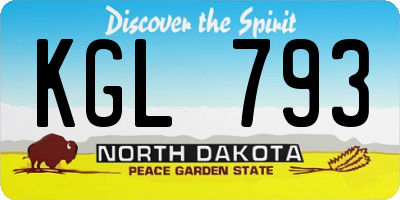 ND license plate KGL793