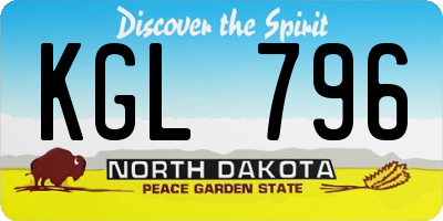 ND license plate KGL796