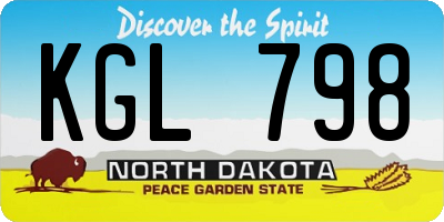 ND license plate KGL798