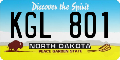 ND license plate KGL801
