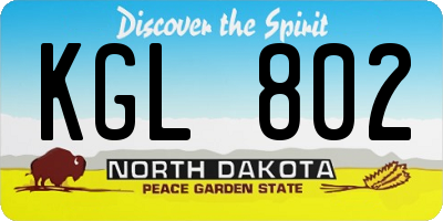 ND license plate KGL802