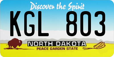 ND license plate KGL803