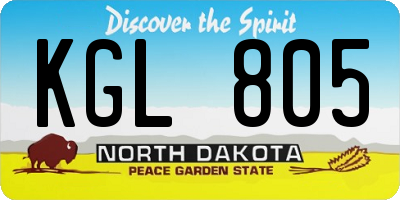 ND license plate KGL805