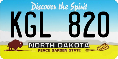 ND license plate KGL820