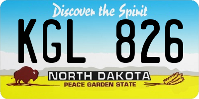 ND license plate KGL826