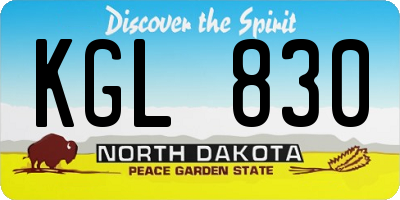 ND license plate KGL830