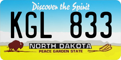 ND license plate KGL833