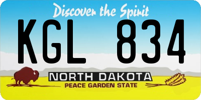 ND license plate KGL834