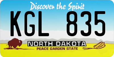 ND license plate KGL835