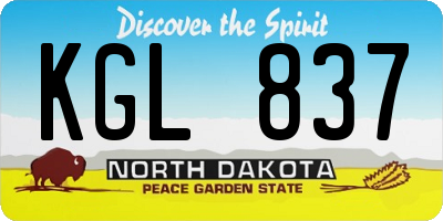 ND license plate KGL837