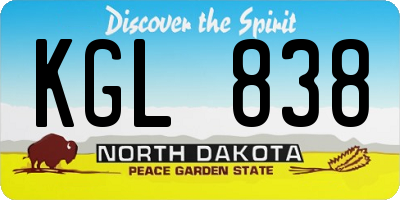 ND license plate KGL838
