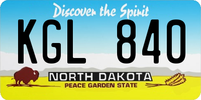 ND license plate KGL840