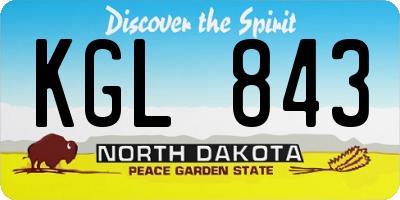 ND license plate KGL843