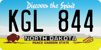 ND license plate KGL844