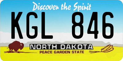 ND license plate KGL846