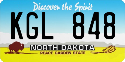 ND license plate KGL848