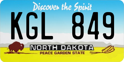 ND license plate KGL849