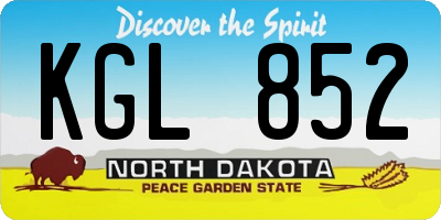 ND license plate KGL852