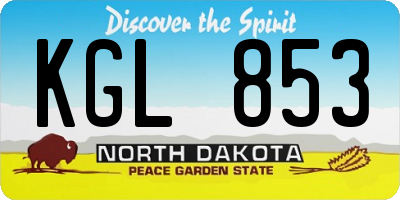 ND license plate KGL853